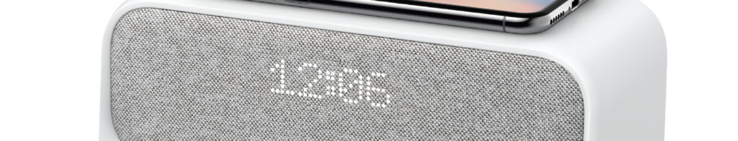 Soundcore Wakey Bluetooth Speakers Powered by Anker with Alarm Clock, Stereo Sound, FM Radio, White Noise, Qi Wireless Charger with 7.5W Charging for iPhone and 10W for Samsung