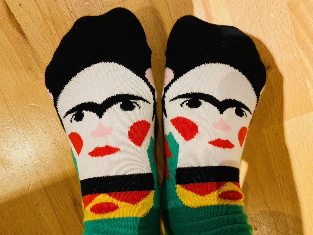 chatty feet socks,. frida kahlo