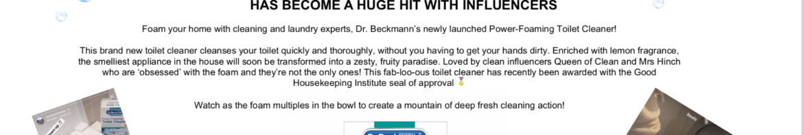 Dr Beckman foam toilet cleaner, loo cleaner,